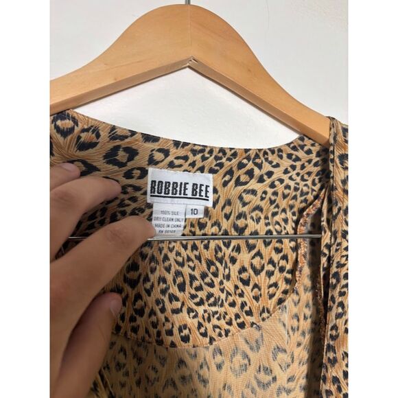 Robbie Bee Vintage Silk Wrap Dress 10 Cheetah Print Animal 90s Classic Capsule - Picture 4 of 5